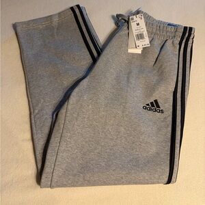 Adidas Mens Medium Gray Heather Joggers with Black Stripes